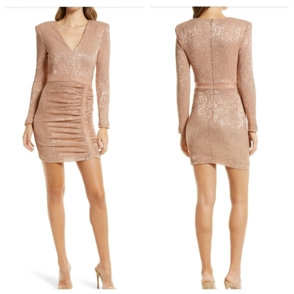 New Lavish Alice Micro Sequin Long Sleeve Minidress. sz 2 - Picture 1 of 10